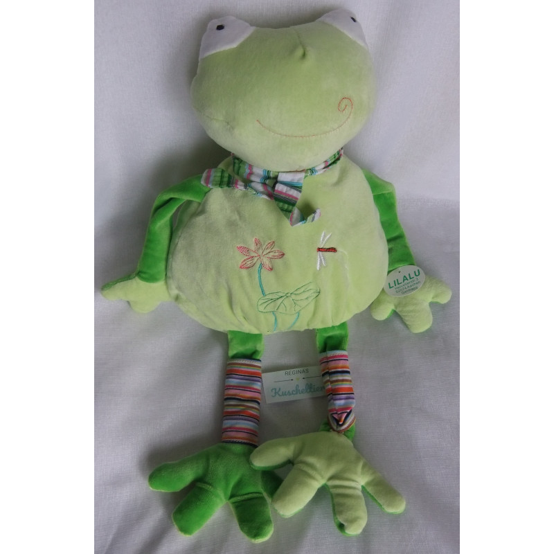 LiLaLu - Plüschtier - Frosch mit Stoffschal und Stickerei - ca. 40 cm groß - Schlenker