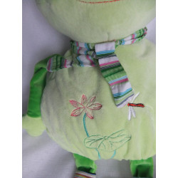 LiLaLu - Plüschtier - Frosch mit Stoffschal und Stickerei - ca. 40 cm groß - Schlenker
