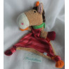 Sigikid - Schmusetuch - Pferd Jappy Jump rot gestreift, braun mit Halstuch grün - ca. 24 cm lang