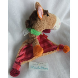 Sigikid - Schmusetuch - Pferd Jappy Jump rot gestreift, braun mit Halstuch grün - ca. 24 cm lang