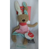 Sigikid - Schmusetuch Schnullertuch - Hase mit Halstuch und Knoten im Ohr - braun, rosa-weiß gestreift, türkis - ca. 27 cm lang