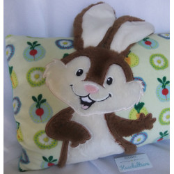 Nici - Plüschkissen - Kissen Forest Friends - Hase Poline Bunny braun, weiß, türkis, bunte Motive - ca. 43 cm x 25 cm groß