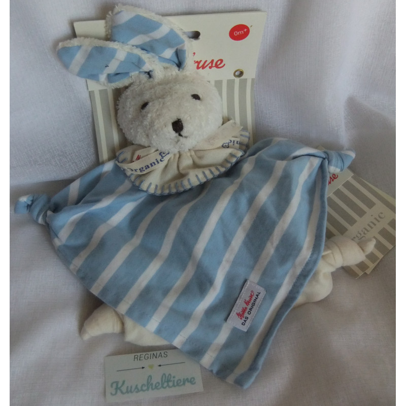 Käthe Kruse - Schmusetuch - Organic Hase - weiß, beige, blau-weiß gestreift - ca. 27 cm lang