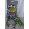 Sigikid - Schmusetuch - Bio - Frosch grün, blau-weiß gestreift mit Halstuch rot mit weißen Punkten - ca. 27 cm lang