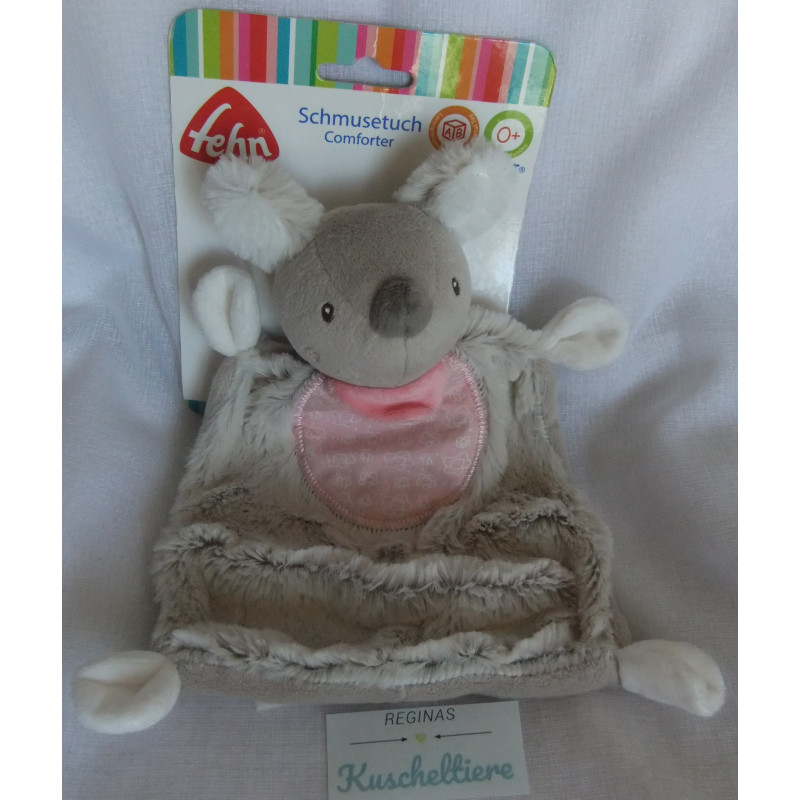 Baby Fehn - Schmusetuch - Känguru - grau, weiß, rosa - ca. 23 cm lang