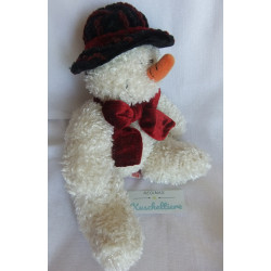Russ Berrie - Plüschtier - Schneemann Freezy - weiß mit roter Samtschleife - ca. 28 cm groß - Schlenker