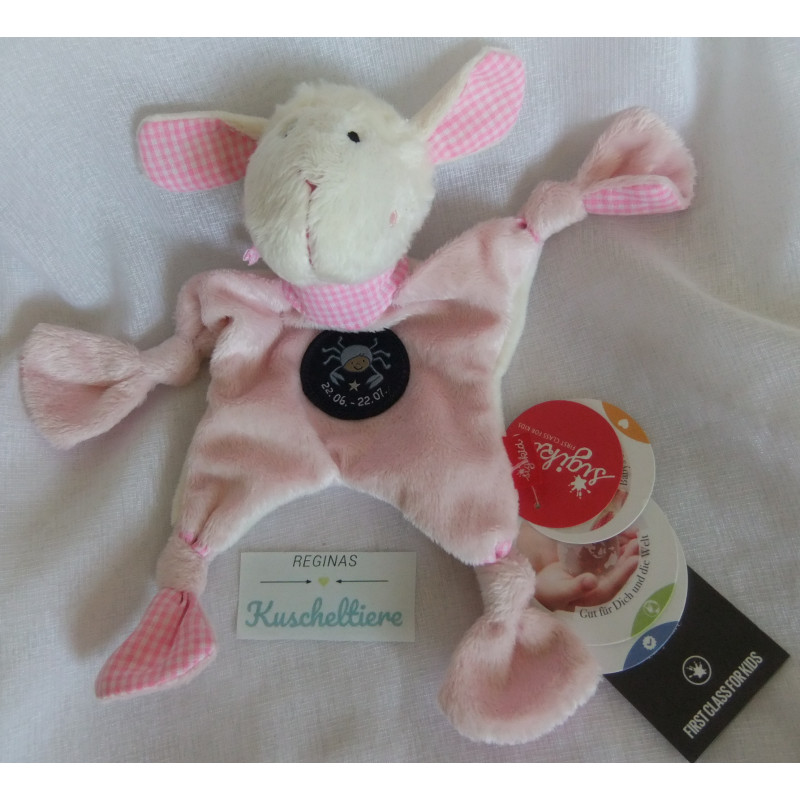 Sigikid - Schmusetuch - Sternzeichen - Schaf mit Halstuch und Krebsapplikation  - ca. 20 cm lang