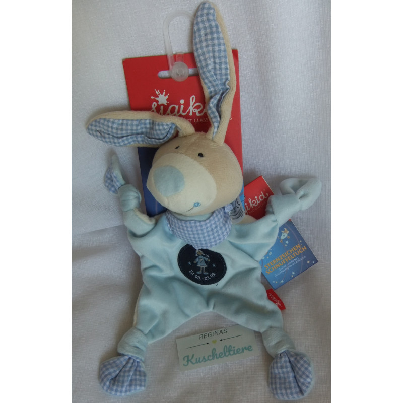 Sigikid - Schmusetuch - Sternzeichen - Hase mit Halstuch und Jungrauapplikation  - ca. 20 cm lang