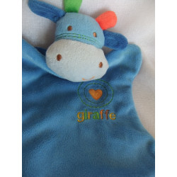 Kik - Okay - Schmusetuch Giraffe mit Stickerei und Stern - blau, orange, grün - ca. 23 cm lang