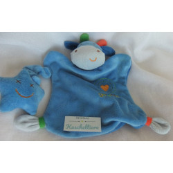 Kik - Okay - Schmusetuch Giraffe mit Stickerei und Stern - blau, orange, grün - ca. 23 cm lang