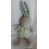 Pusblu - Plüschtier - Hase grau, hellblau mit Jumpsuit bunte Elefantenmotive - ca. 30 cm groß - Schlenker