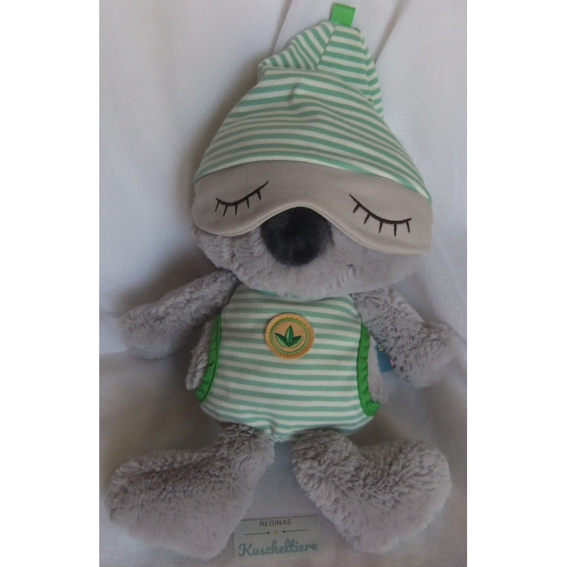 Nici - Plüschtier - Schlafmütze Koala Kappa - grau, grün-weiß gestreift - ca. 38 cm groß - Schlenker