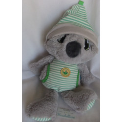 Nici - Plüschtier - Schlafmütze Koala Kappa - grau, grün-weiß gestreift - ca. 38 cm groß - Schlenker