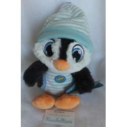Nici - Plüschtier - Schlafmütze Pinguin Pingulini - schwarz, blau-weiß gestreift, wei0, gelb - ca. 25 cm groß - Schlenker