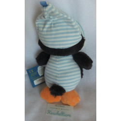 Nici - Plüschtier - Schlafmütze Pinguin Pingulini - schwarz, blau-weiß gestreift, wei0, gelb - ca. 25 cm groß - Schlenker
