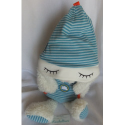 Nici - Plüschtier - Schlafmütze Schaf Wulli - weiß, hellblau-weiß gestreift - ca. 38 cm groß - Schlenker