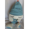 Nici - Plüschtier - Schlafmütze Schaf Wulli - weiß, hellblau-weiß gestreift - ca. 38 cm groß - Schlenker