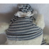 Baby Club - C&A - Schmusetuch - Bär mit Mütze und Shirt, weiß, blau-weiß gestreift - ca. 17 cm lang