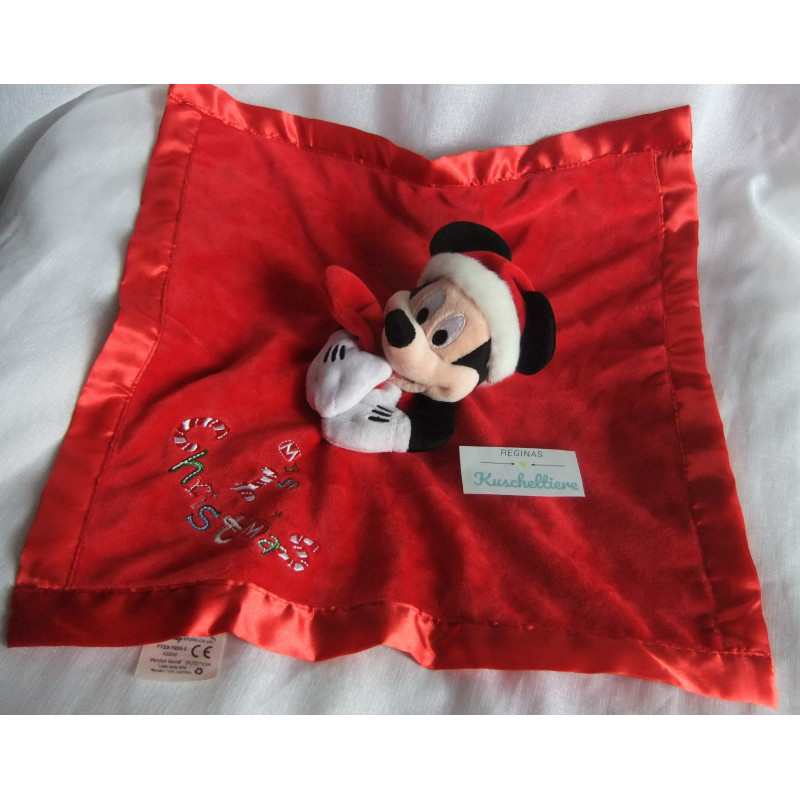 Disney Baby - Schmusetuch - Mickey Mouse My first Christmas - rot, weiß -  ca. 35 cm x 35 cm groß