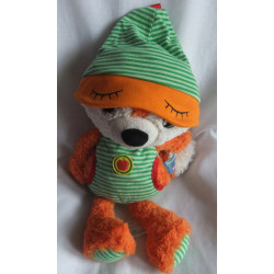 Nici - Plüschtier - Schlafmütze Fuchs Finjo - orange, weiß, grün-weiß gestreift - ca. 38 cm groß - Schlenker