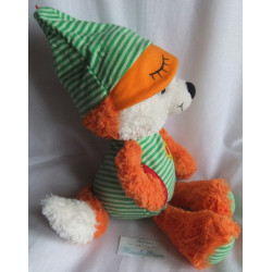 Nici - Plüschtier - Schlafmütze Fuchs Finjo - orange, weiß, grün-weiß gestreift - ca. 38 cm groß - Schlenker