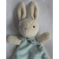 H&M - Schmusetuch - Hase gestreift, creme mit Schleife grau - ca. 23 cm lang