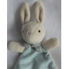 H&M - Schmusetuch - Hase gestreift, creme mit Schleife grau - ca. 23 cm lang