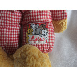 Sigikid - Spieltier - Frottee/Stoff - Hase rot-weiß kariert mit Halstuch blau mit Herzchenmotiv - ca. 25 cm groß - Schlenker