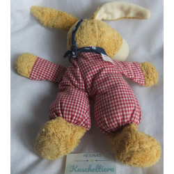 Sigikid - Spieltier - Frottee/Stoff - Hase rot-weiß kariert mit Halstuch blau mit Herzchenmotiv - ca. 25 cm groß - Schlenker