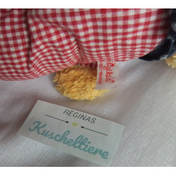 Sigikid - Spieltier - Frottee/Stoff - Hase rot-weiß kariert mit Halstuch blau mit Herzchenmotiv - ca. 25 cm groß - Schlenker