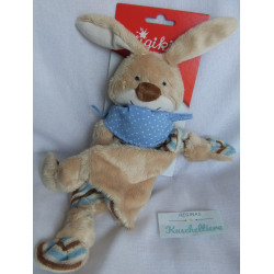 Sigikid - Schmusetuch - Hase Semmel Bunny gestreift und Halstuch blau mit weißen Punkten - ca. 22 cm lang