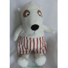 Ikea - Plüschtier - Hund Vänlighet - weiß mit rot-weiß gestreifter Hose  - ca. 33 cm groß - Schlenker
