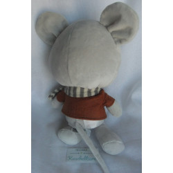 H&M Home - Plüschtier - Maus mit Jacke und Schal - weiß, gestreift, braun - ca. 30 cm groß - Schlenker