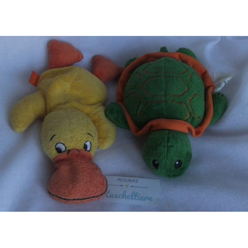 TCM Tchibo - zwei Plüschtiere - Badetier Ente Schnatti und Staubtier Plüschtier Schildkröte