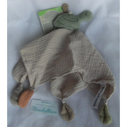 Babydream - Schmusetuch - Schildkröte - Musselin - beige, grün, bunte Knotenenden - ca. 40 cm lang
