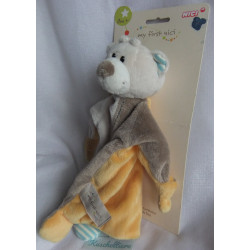 Nici - My first Nici - Schmusetuch - Bär - beige, braun, gelb, blau-weiß gestreift - ca. 25 cm lang