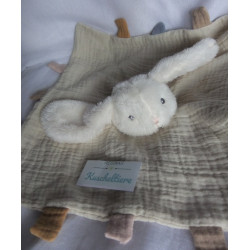 Kik / Ergee - Schmusetuch - Musselin - Hase - beige, weiß, bunte Zipfel - ca. 32 cm x 32 cm großß