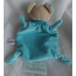 Nicotoy - Schmusetuch - Bär hellblau, weiß mit bunten Sternchenmotiven und kleiner Wolkenapplikation - ca. 23 cm lang