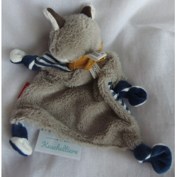 Sigikid - Schmusetuch - Waschbär blau-weiß gestreift mit Cordhalstuch ocker und Applikation - ca. 25 cm lang