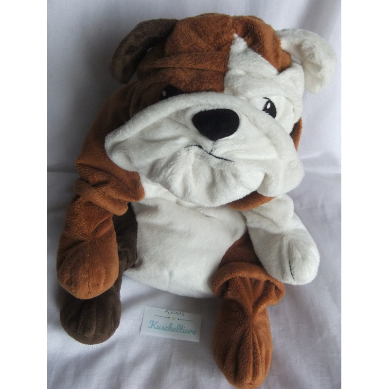 Ikea - Plüschtier - Gosig - Hund - Bulldogge - rotbraun, weiß - ca. 50 cm lang - liegend