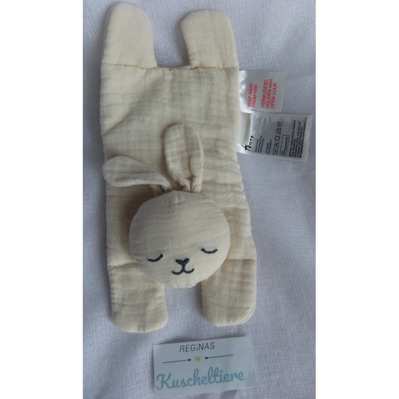 H&M - Kuscheltuch Schmusetuch - Musselin - Hase - creme - ca. 22 cm lang