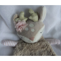 Bieco - Schmusetuch - Reh Ella mit kleiner Blume am Öhrchen - braun, beige - ca. 35 cm lang