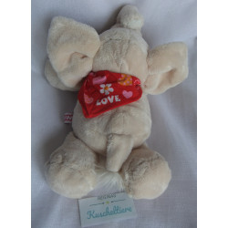 Nici - Plüschtier - Love - Elefant Max beige mit Halstuch rot mit Loveschriftzug - Magnet in Rüssel und Vorderfüßchen