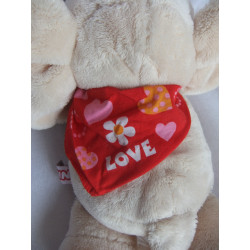 Nici - Plüschtier - Love - Elefant Max beige mit Halstuch rot mit Loveschriftzug - Magnet in Rüssel und Vorderfüßchen