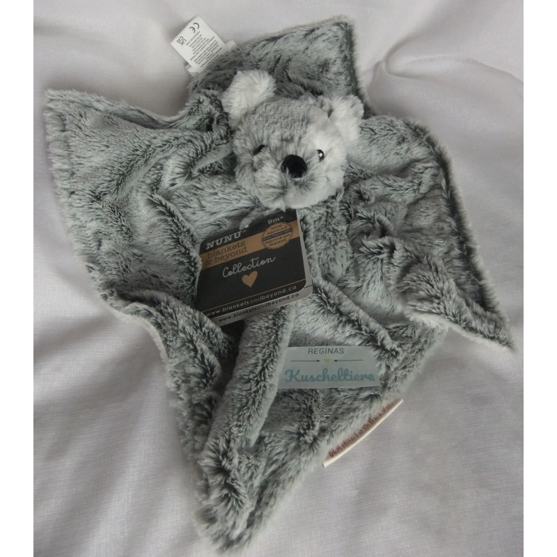 Blankets & Beyond - NUNU Collection - Schmusetuch Hund - grau-weiß meliert - ca. 36 cm x 34 cm groß