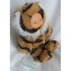 Puppe im Tigerkostüm - Vintage - Vinylgesicht und Hände - ca. 22 cm groß - Schlenker