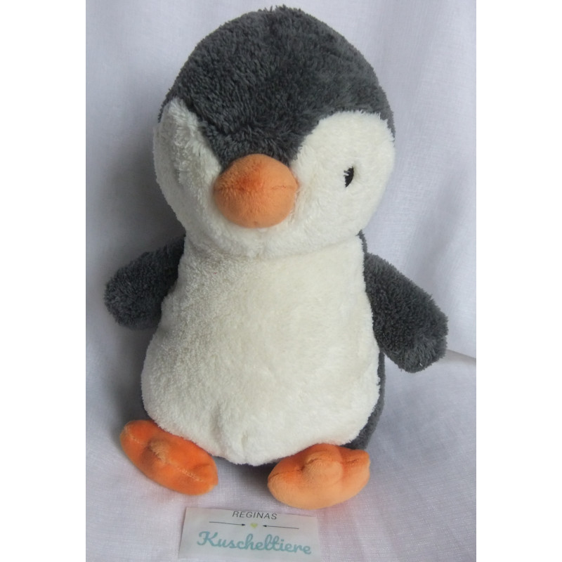 TCM - Tchibo - Plüschtier - Pinguin - anthrazit, weiß, orange - ca. 23 cm groß - sitzend