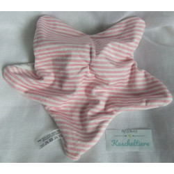 Tendertoys - Schmusetuch - Bär - weiß, graue Sterne, rosa-weiß gestreift - ca. 20 cm lang