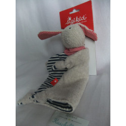 Sigikid - Schmusetuch - Frottee,Stoff - Hund blau-wollweiß gestreift mit Halstuch - ca. 25 cm lang