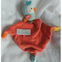 Pusblu - Schmusetuch - Kakadu mit Schnuffeltuch - hellblau, orange mit Motiven - ca. 38 cm lang